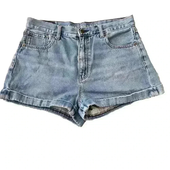American Eagle Womens Medium Wash High Rise Mom Short 8 - Picture 2 of 10